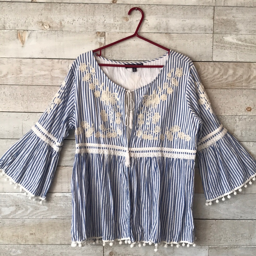 Celestial Blue boho lightweight cover up top